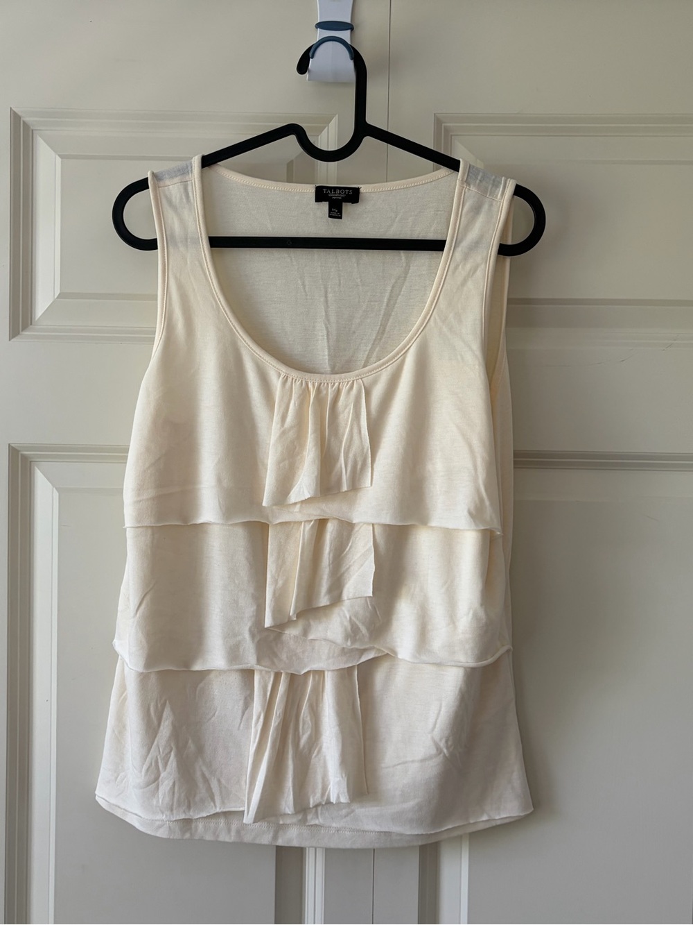 Talbots Cream Ruffle Tank Top Size Medium Petite